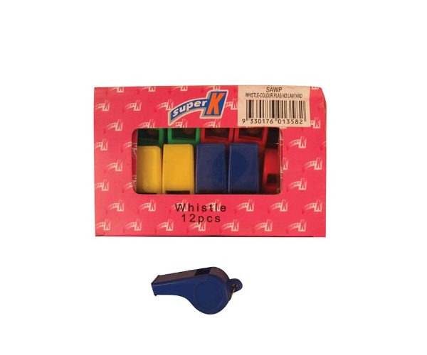 COLOUR WHISTLE NO LANYARD – Box of 12