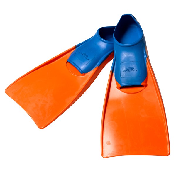 SWIM FINS FULL RUBBER ORANGE/BLUE 3-5